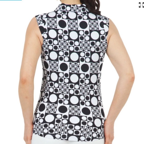 NWOT  IBKUL ELISE BLACK & WHITE Sleeveless Polo Golf Shirt - Picture 2 of 12